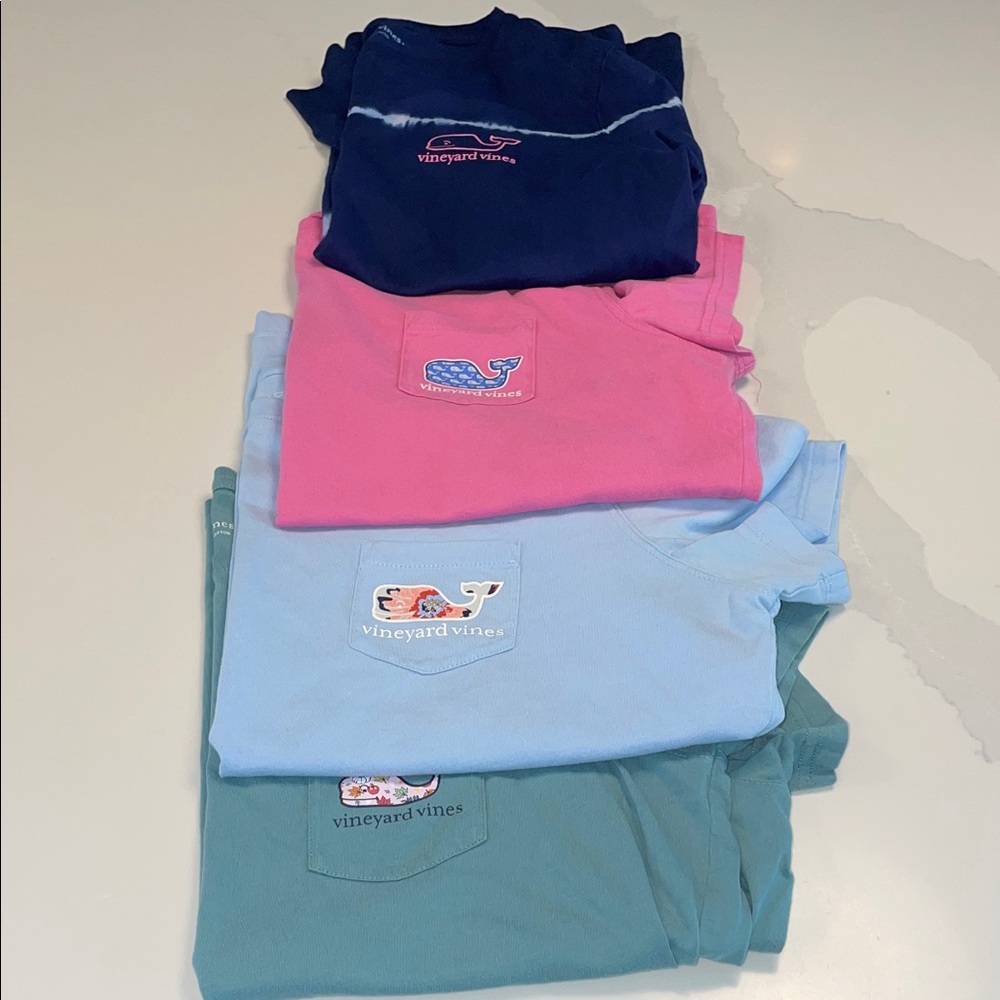 Vineyard Vines lot of 4 Multi-Color Whale Logo Tee Set 100% cotton - Picture 9 of 9